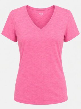 Mossimo XL Neon Pink V Neck Short Sleeve Stretch Tee